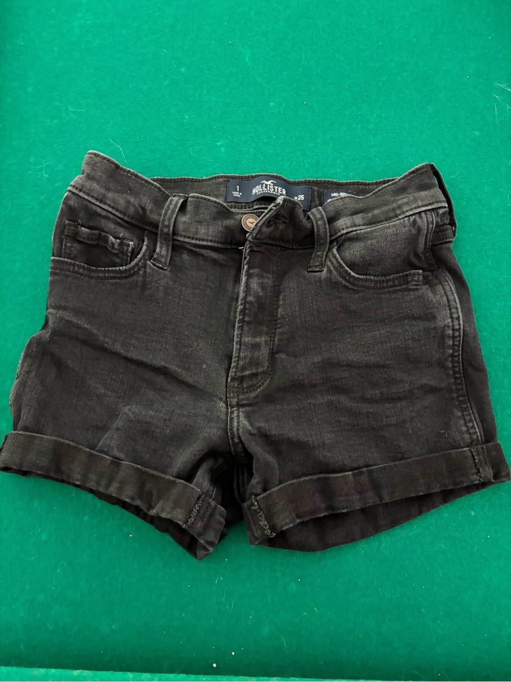 Hollister Women's Black Rolled-Cuff Denim Shorts